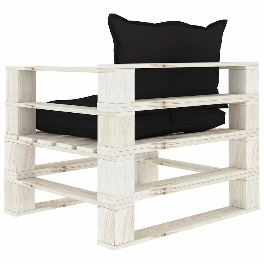 Canapé palette de jardin avec coussins noir Bois - 4