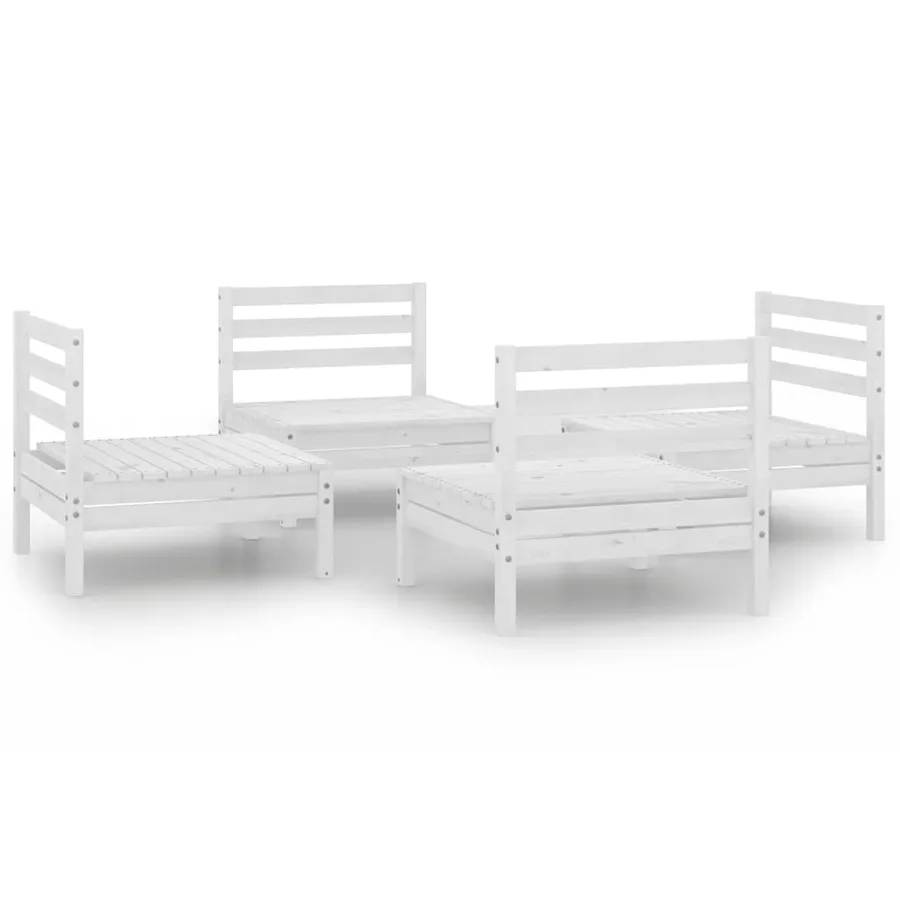 Salon de jardin 4 pcs Blanc Bois de pin massif - 2