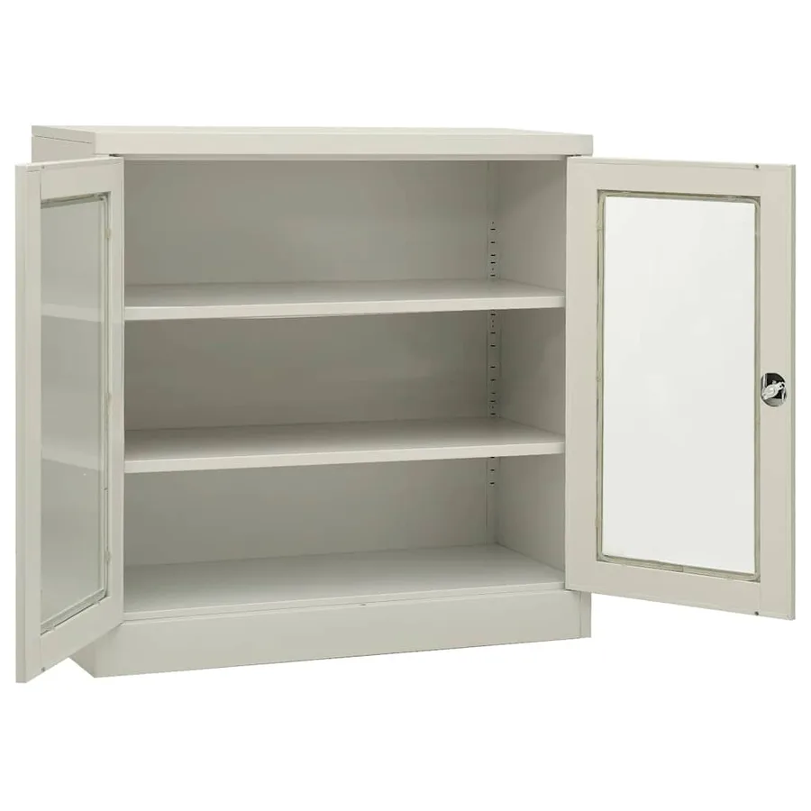 Armoire de bureau Gris clair 90x40x90 cm Acier - 5