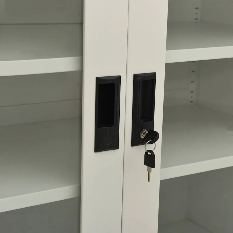 Armoire de bureau Gris clair 90x40x90 cm Acier - 6