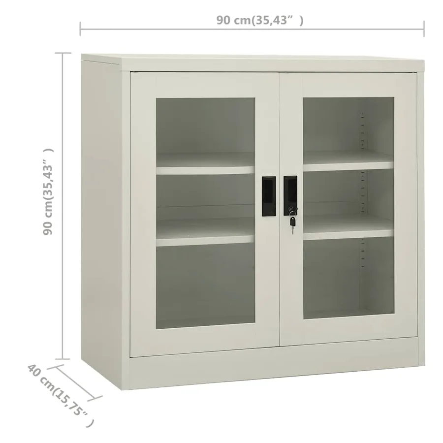 Armoire de bureau Gris clair 90x40x90 cm Acier - 8