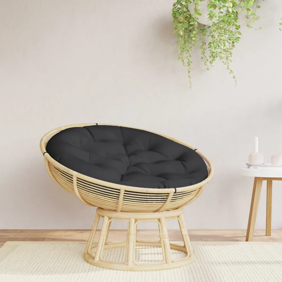 Coussin rond noir Ø 100 x11 cm tissu oxford