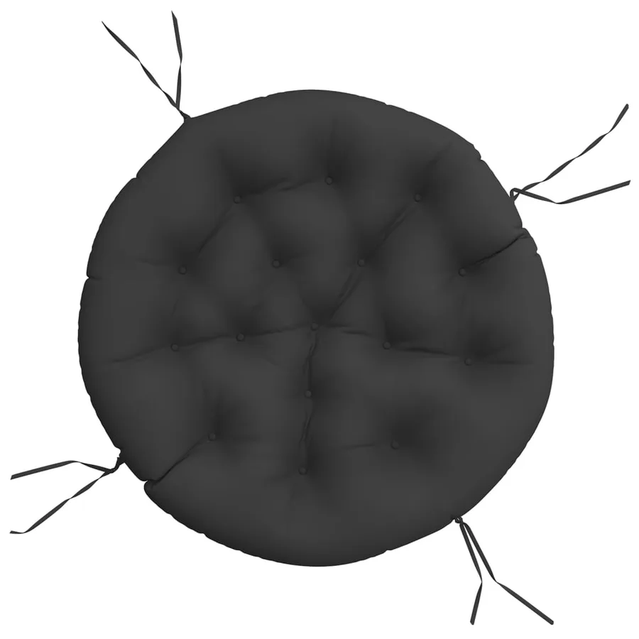 Coussin rond noir Ø 100 x11 cm tissu oxford - 2