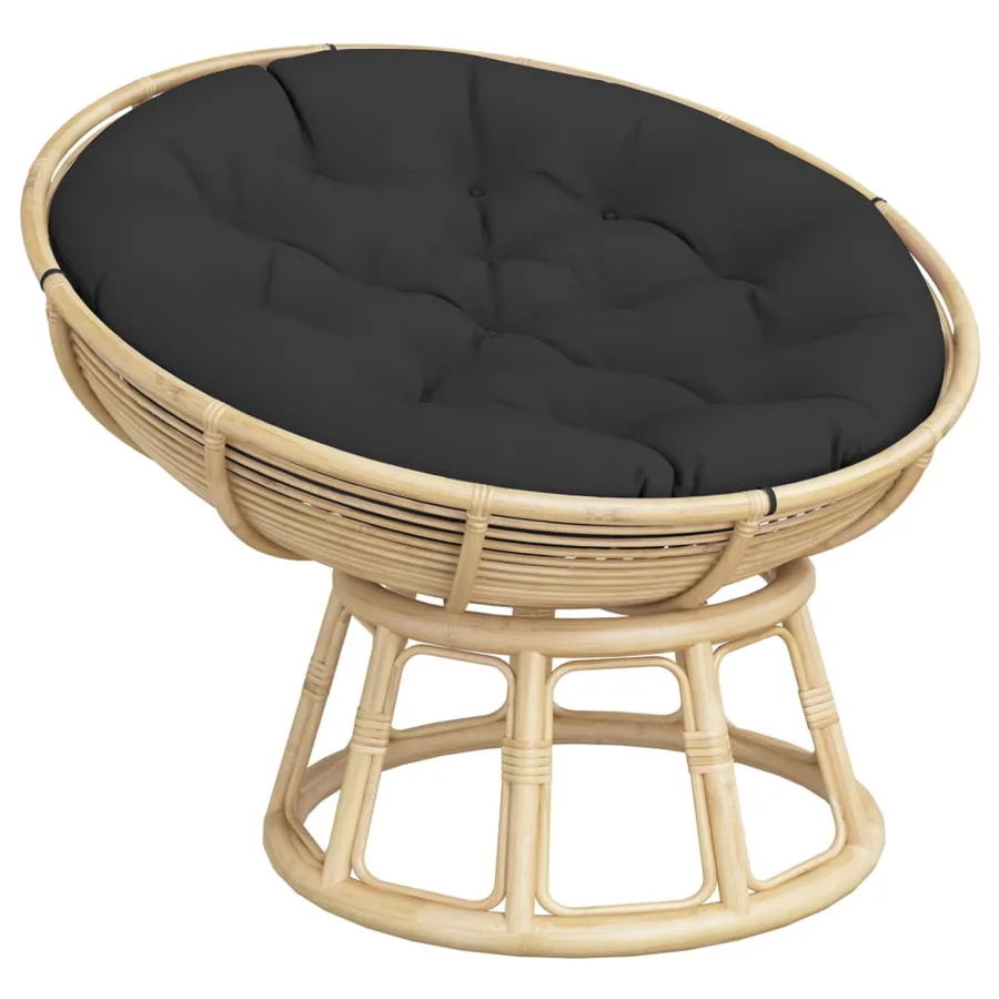 Coussin rond noir Ø 100 x11 cm tissu oxford - 3