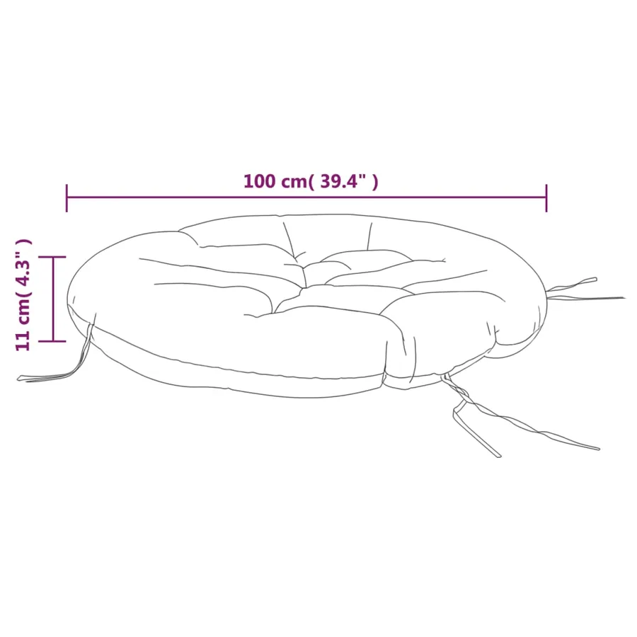 Coussin rond noir Ø 100 x11 cm tissu oxford - 7