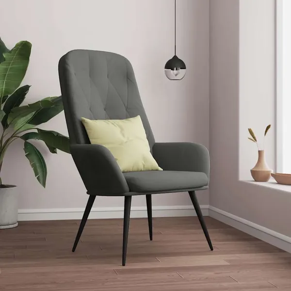 Chaise de relaxation Gris foncé Velours