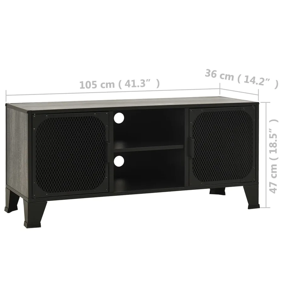 Meuble TV Gris 105x36x47 cm Métal et MDF - 9