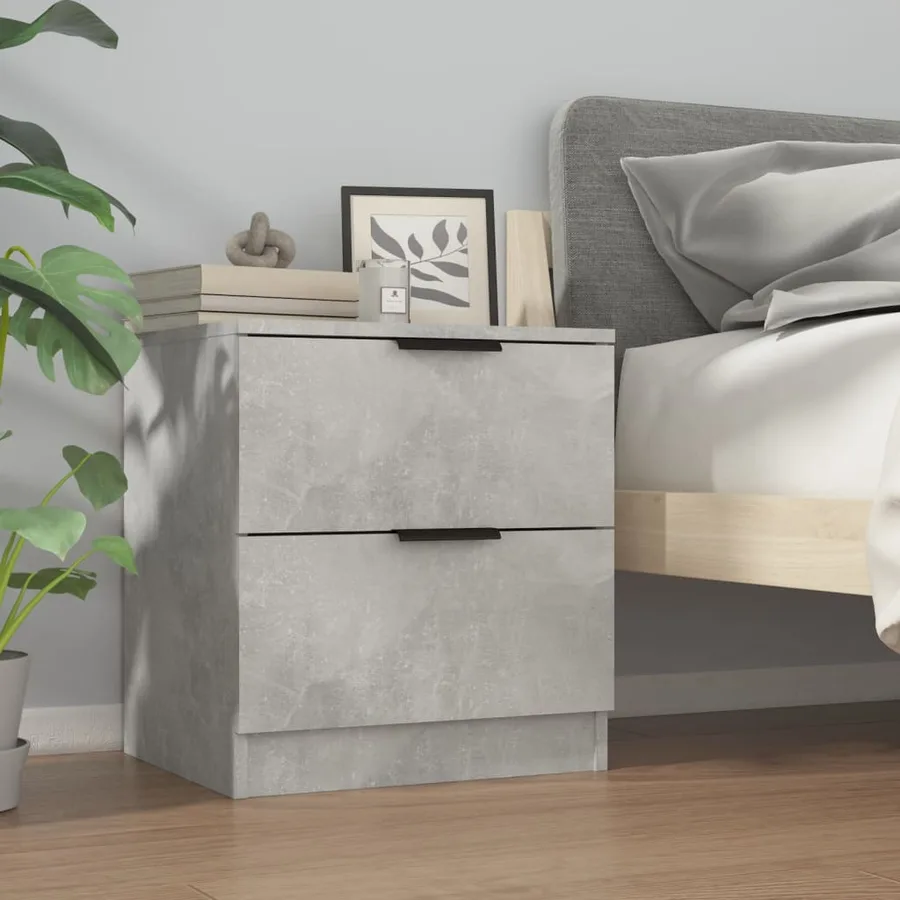 Tables de chevet 2 pcs Gris béton Bois d'ingénierie - 3