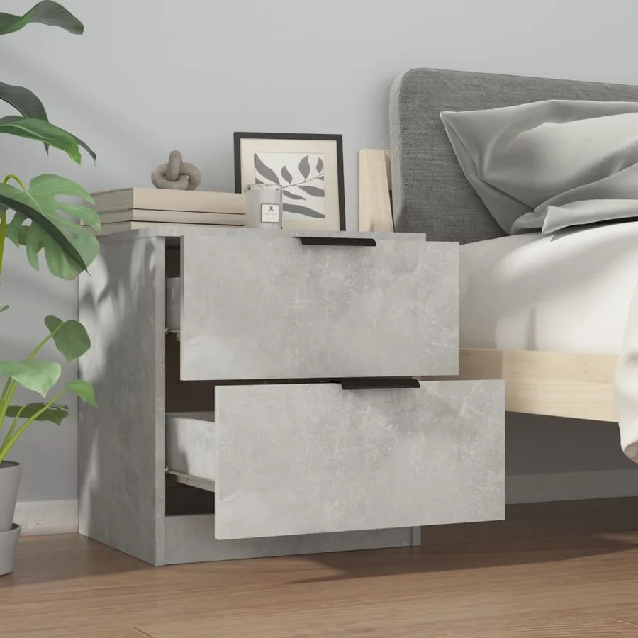 Tables de chevet 2 pcs Gris béton Bois d'ingénierie - 4