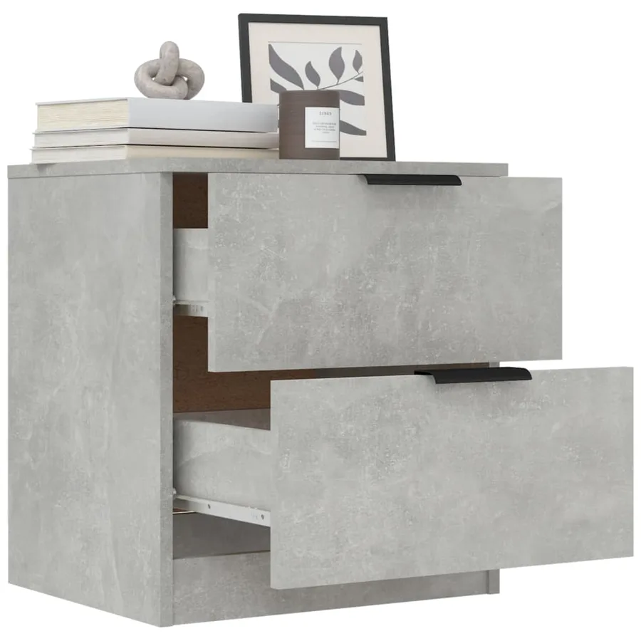 Tables de chevet 2 pcs Gris béton Bois d'ingénierie - 9