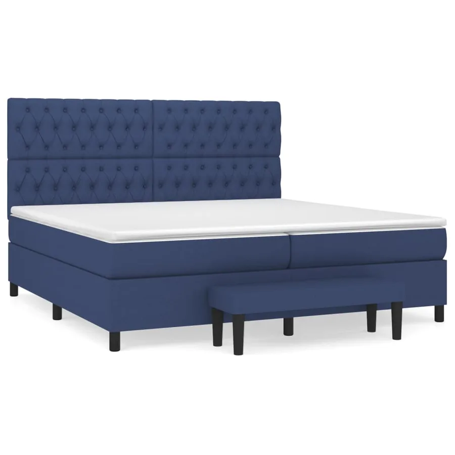 Sommier à lattes de lit avec matelas Bleu 200x200 cm Tissu - 2