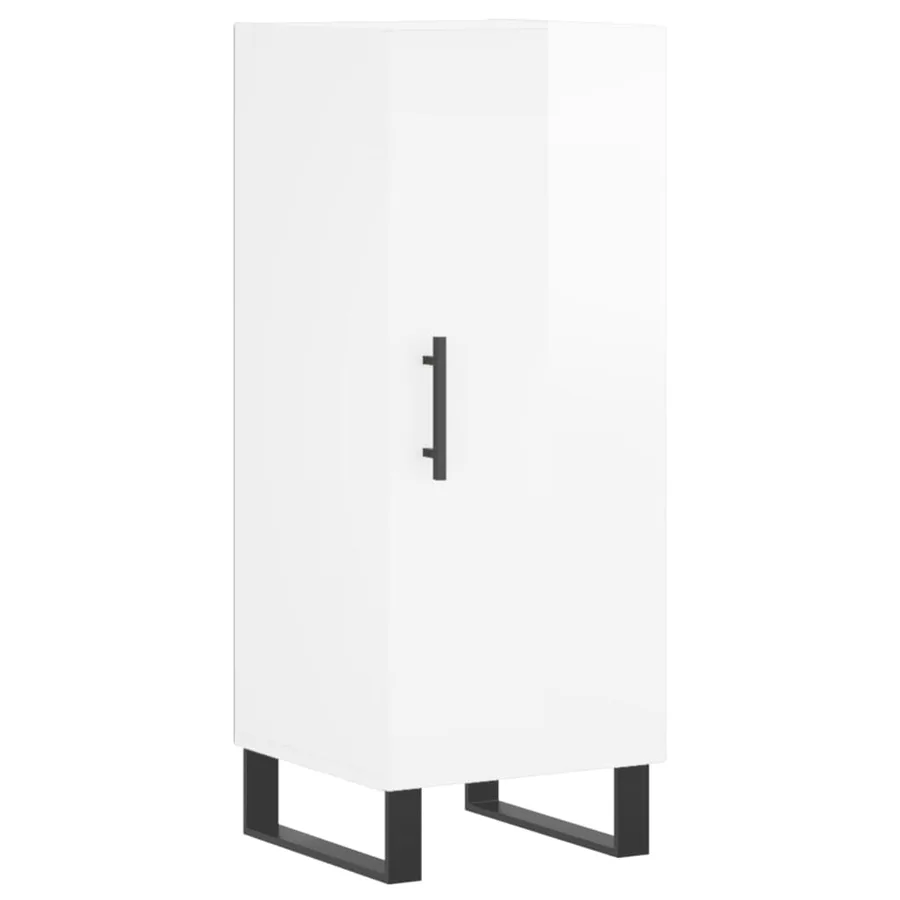 Buffet Blanc brillant 34,5x34x90 cm Bois d'ingénierie - 2