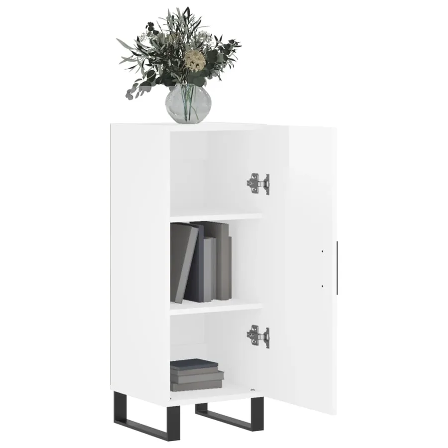 Buffet Blanc brillant 34,5x34x90 cm Bois d'ingénierie - 4