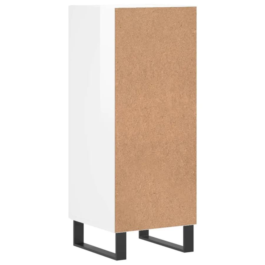 Buffet Blanc brillant 34,5x34x90 cm Bois d'ingénierie - 8