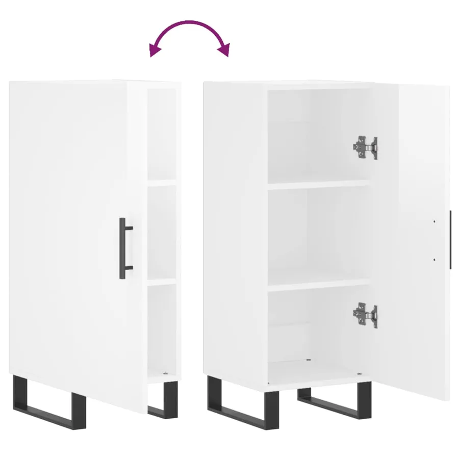 Buffet Blanc brillant 34,5x34x90 cm Bois d'ingénierie - 9