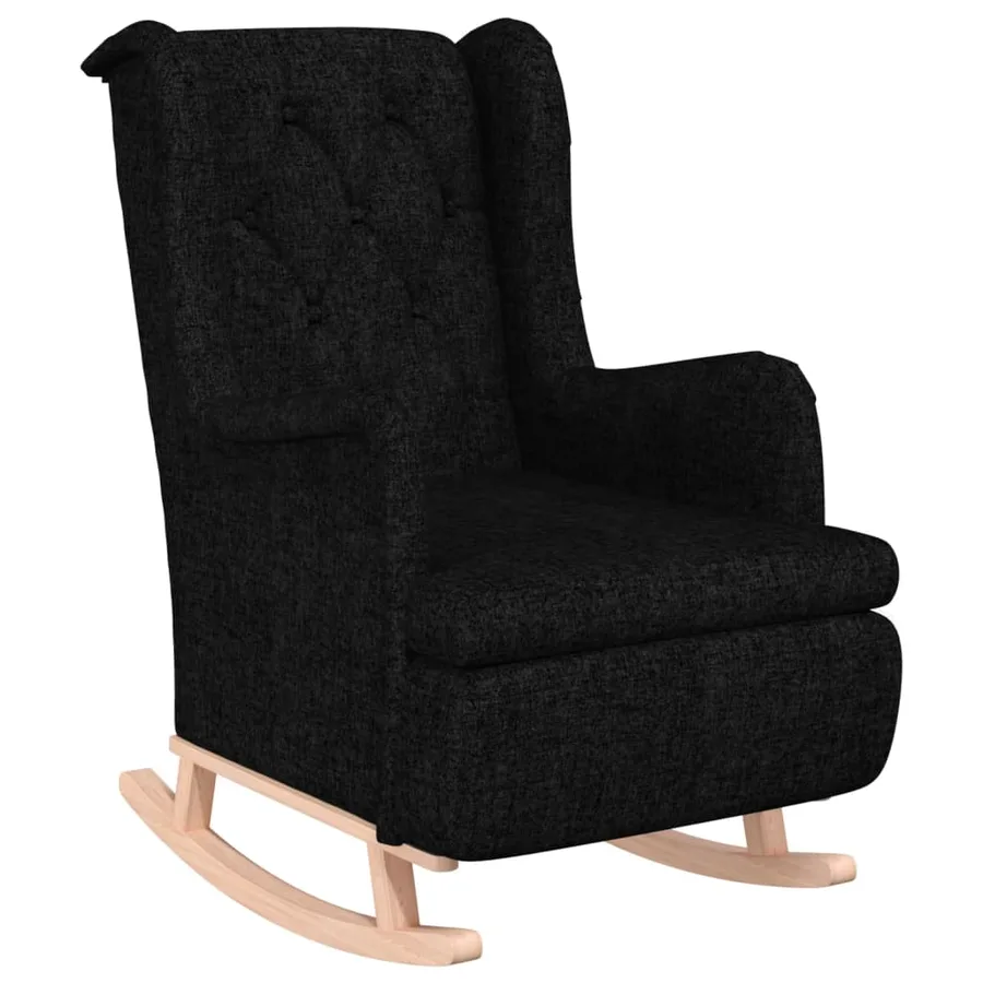 Fauteuil avec pieds à bascule et tabouret Noir Tissu - 4