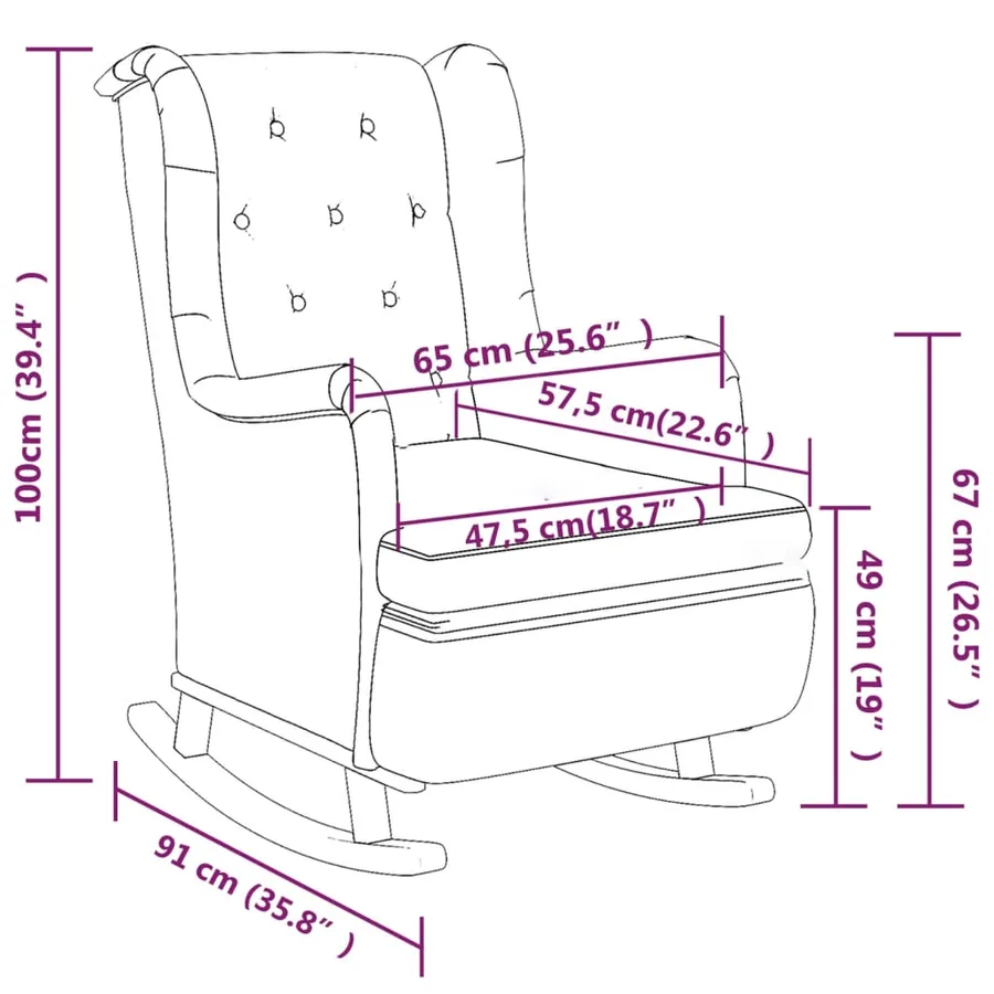 Fauteuil avec pieds à bascule et tabouret Noir Tissu - 8