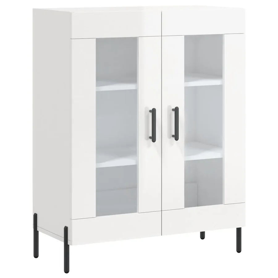 Buffet Blanc brillant 69,5x34x90 cm Bois d'ingénierie - 2