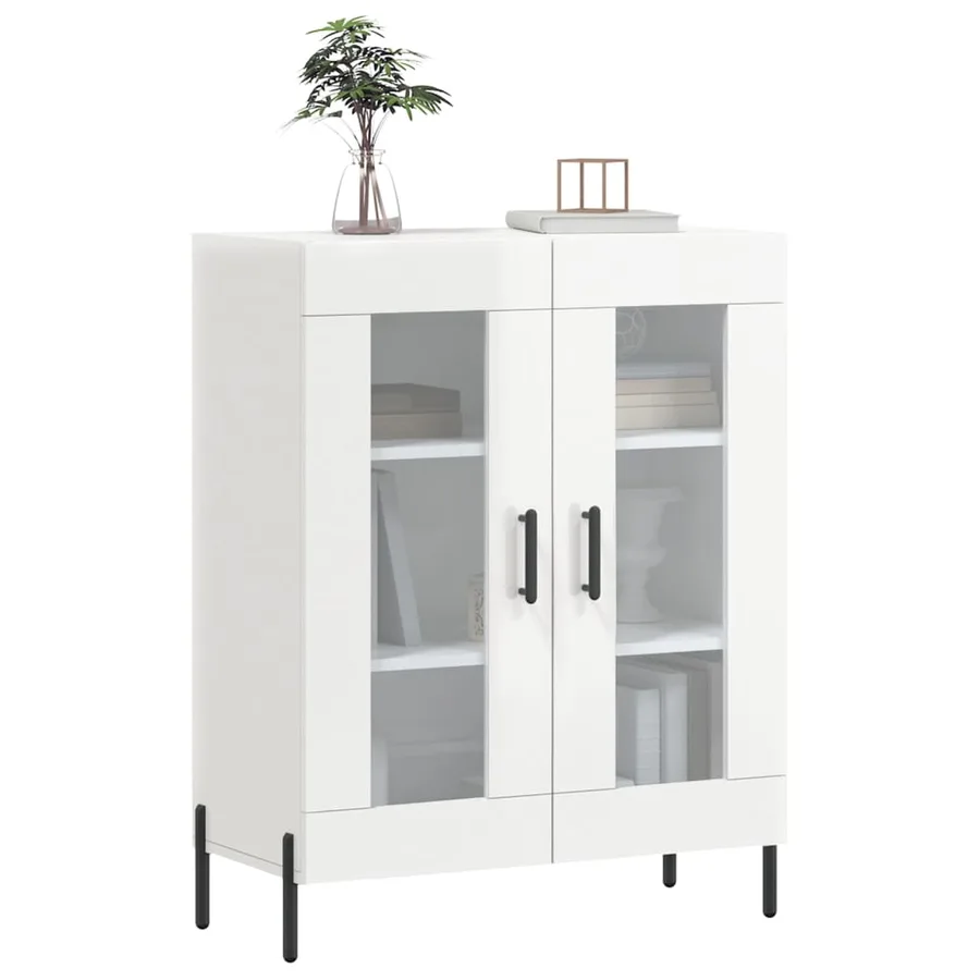 Buffet Blanc brillant 69,5x34x90 cm Bois d'ingénierie - 3