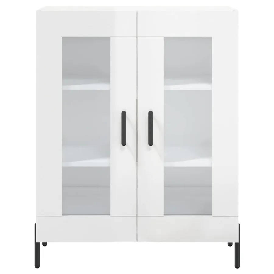 Buffet Blanc brillant 69,5x34x90 cm Bois d'ingénierie - 5