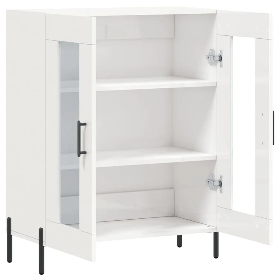 Buffet Blanc brillant 69,5x34x90 cm Bois d'ingénierie - 6