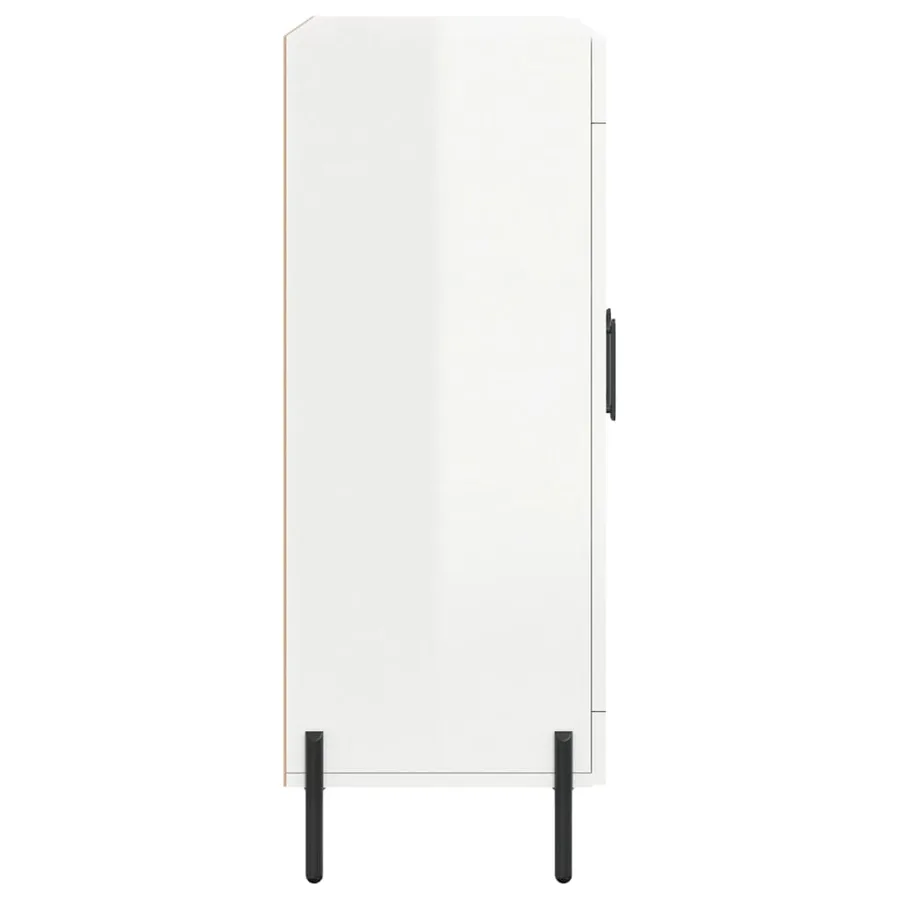 Buffet Blanc brillant 69,5x34x90 cm Bois d'ingénierie - 7