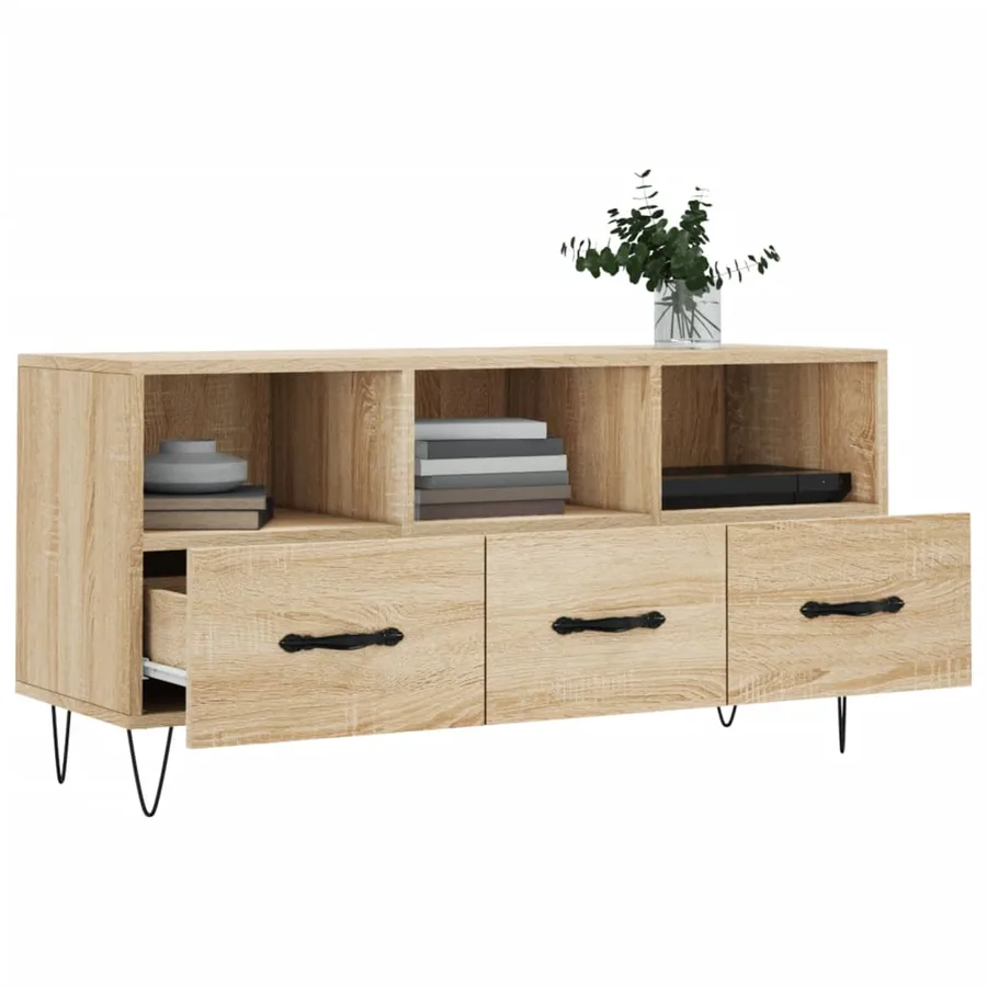 Meuble TV chêne sonoma 102x36x50 cm bois d'ingénierie - 4