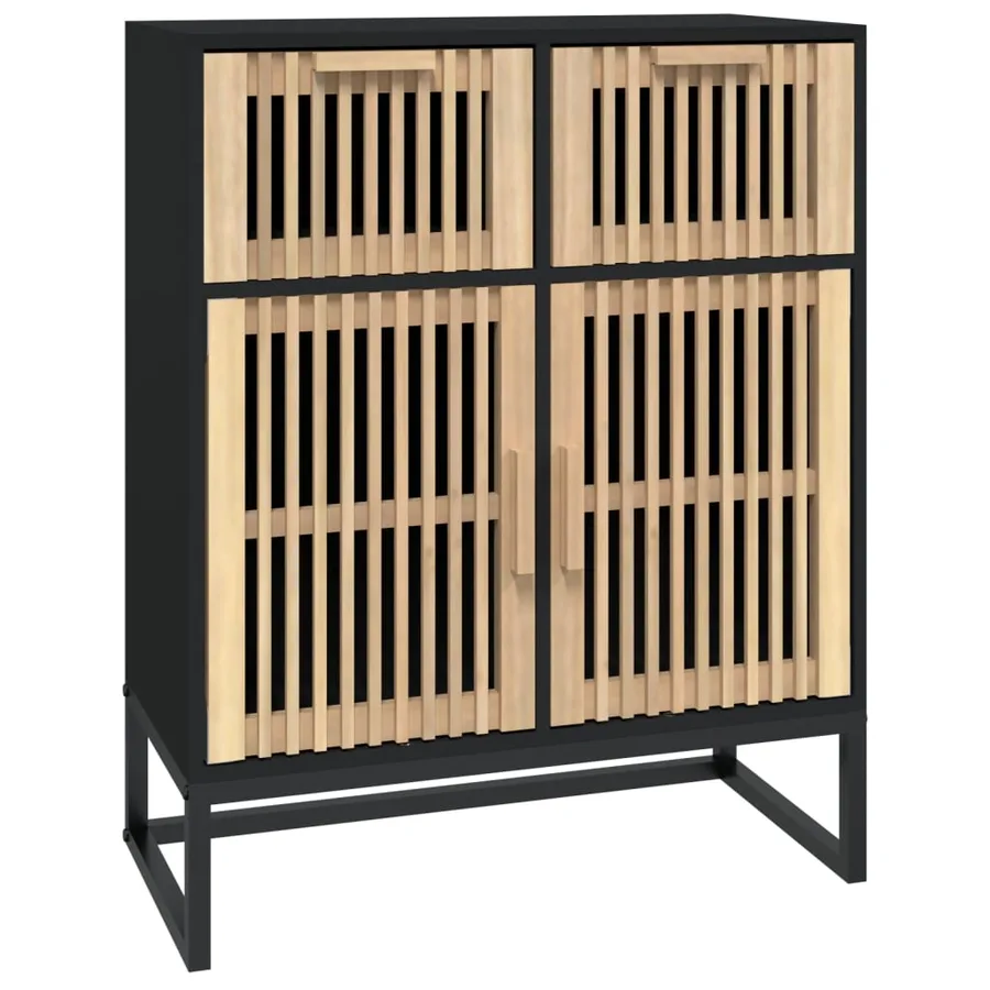Buffet noir 60x30x75 cm bois d'ingénierie - 2