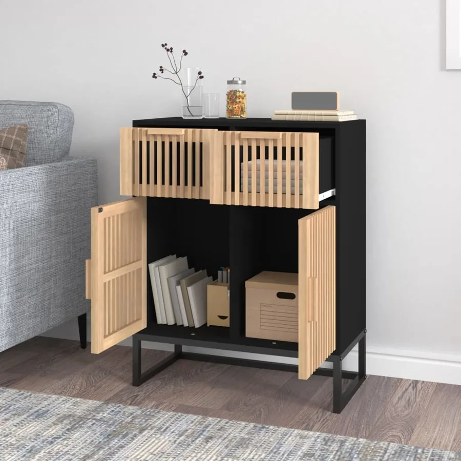 Buffet noir 60x30x75 cm bois d'ingénierie - 3