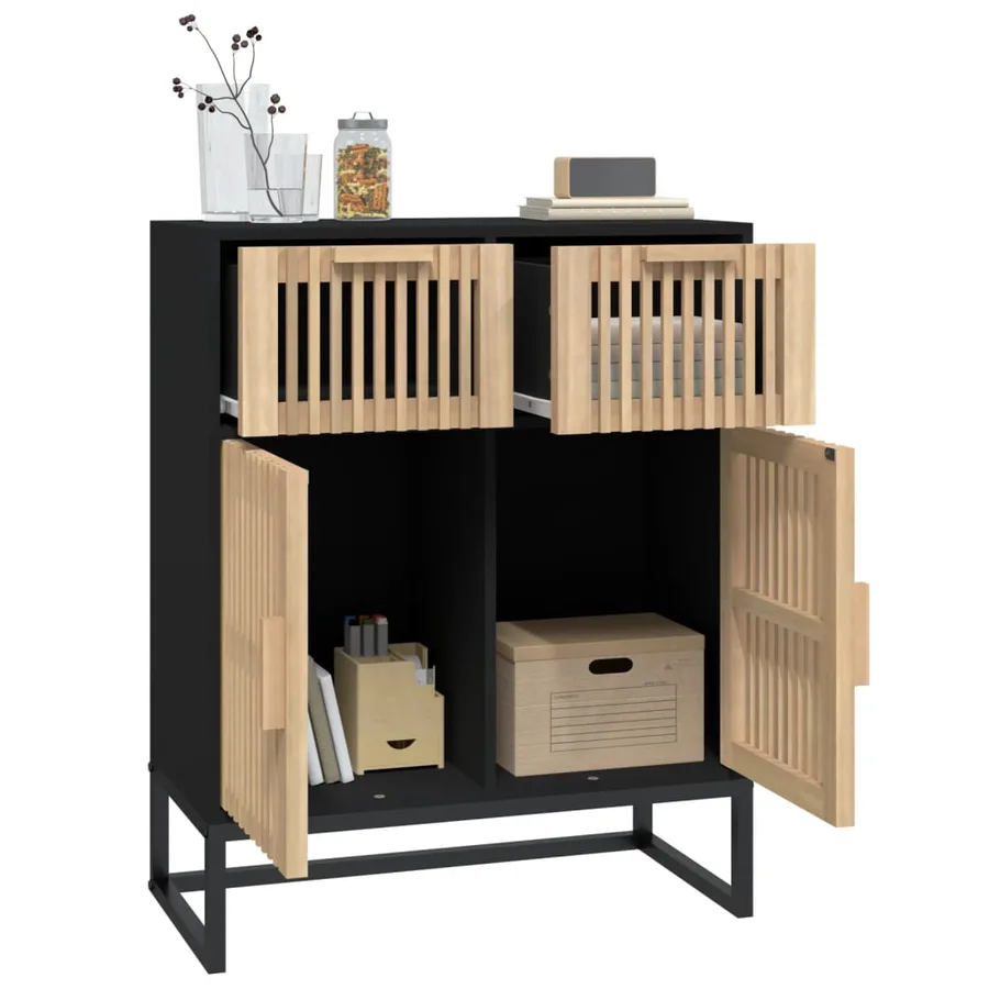 Buffet noir 60x30x75 cm bois d'ingénierie - 4