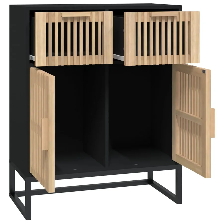 Buffet noir 60x30x75 cm bois d'ingénierie - 7