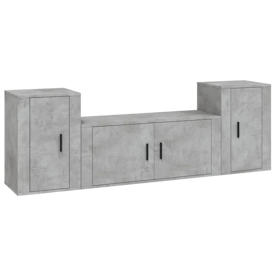 Ensemble de meubles TV 3 pcs Gris béton Bois d'ingénierie - 2