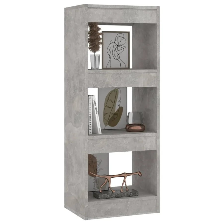 Bibliothèque/séparateur de pièce gris béton bois d'ingénierie - 4