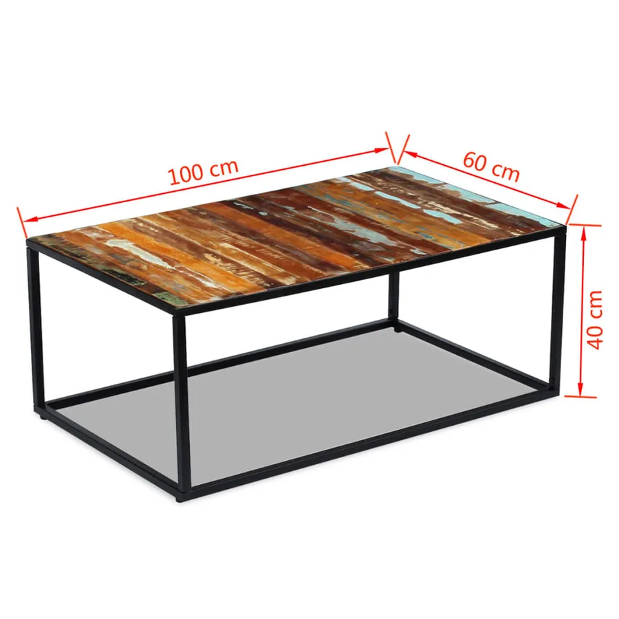 Table basse Bois de récupération massif 100x60x40 cm - 8