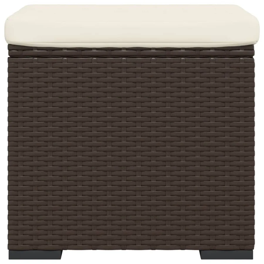 Pouf avec coussin marron 40x30x40 cm résine tressée - 4