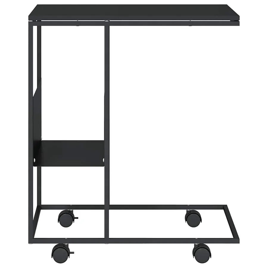Table d'appoint avec roues noir 55x36x63,5 cm bois d'ingénierie - 4