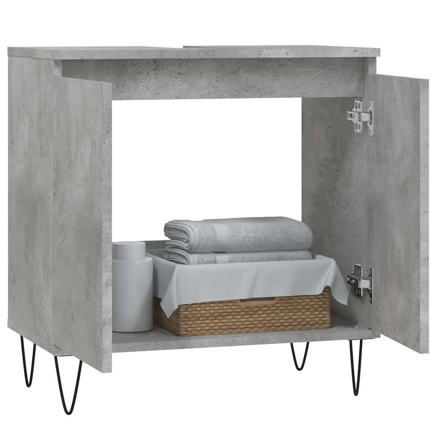 Armoire de bain gris béton 58x33x60 cm bois d'ingénierie - 3