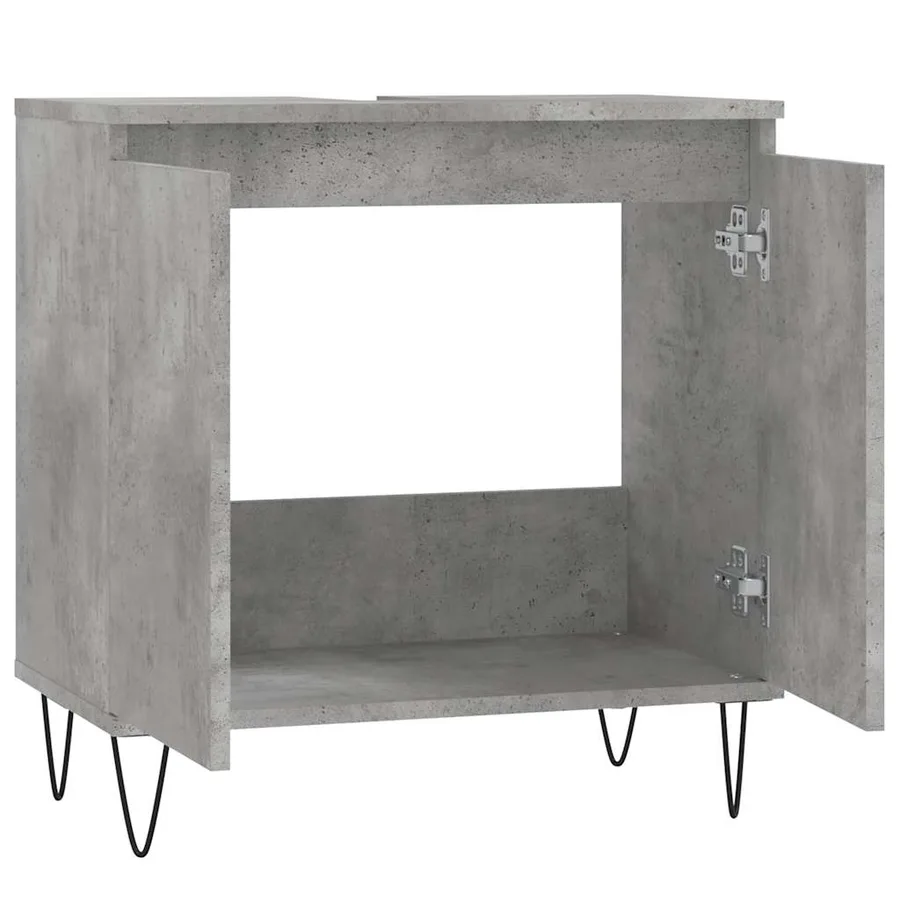 Armoire de bain gris béton 58x33x60 cm bois d'ingénierie - 5