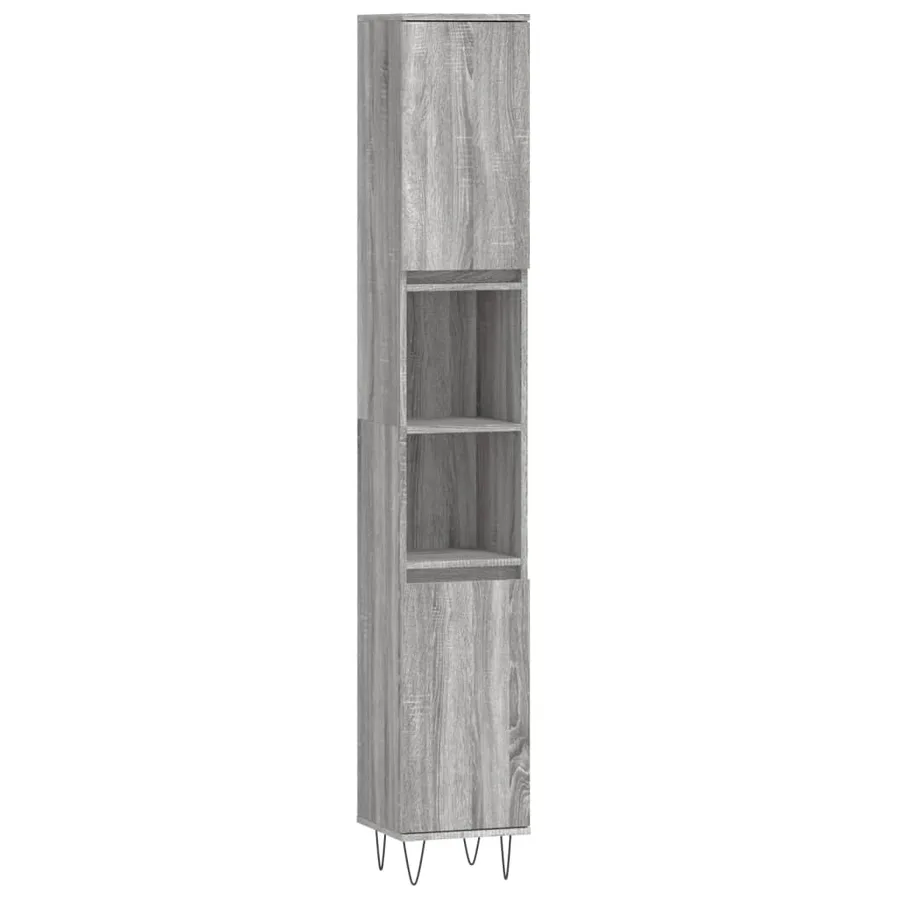 Armoire de bain sonoma gris 30x30x190 cm bois d'ingénierie - 2
