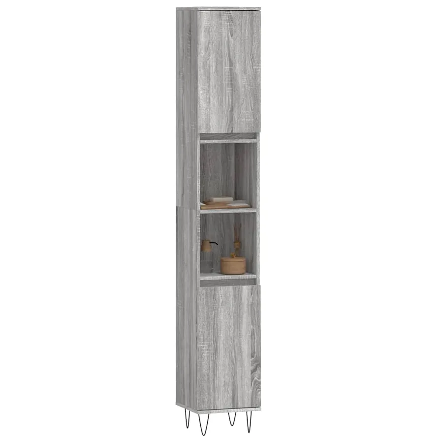 Armoire de bain sonoma gris 30x30x190 cm bois d'ingénierie - 3