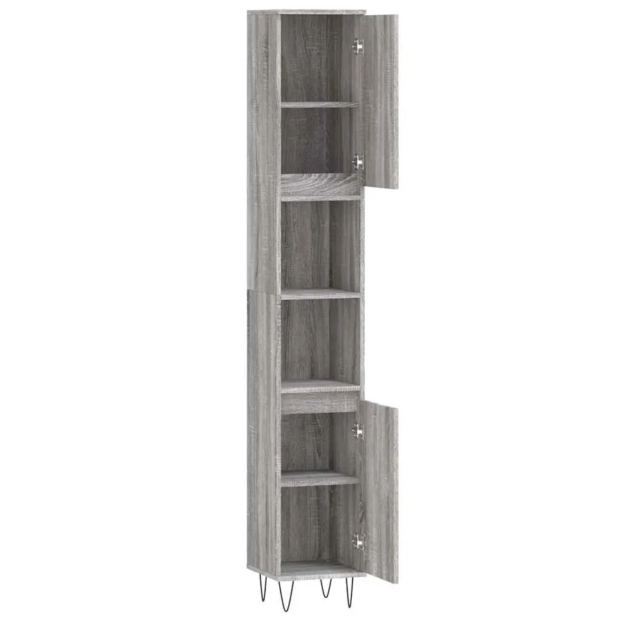 Armoire de bain sonoma gris 30x30x190 cm bois d'ingénierie - 6
