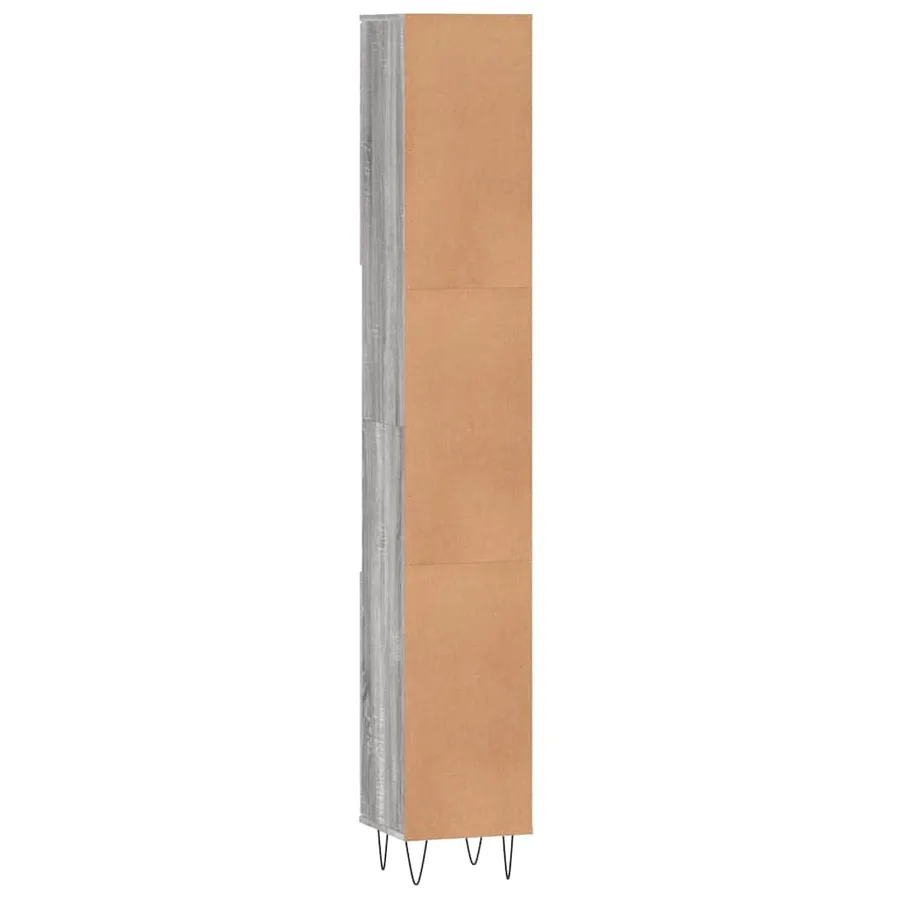 Armoire de bain sonoma gris 30x30x190 cm bois d'ingénierie - 8