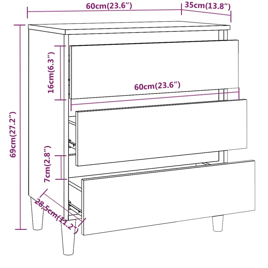 Buffet Chêne fumé 60x35x69 cm Bois d'ingénierie - 8