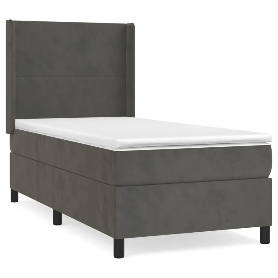 Sommier à lattes de lit et matelas Gris foncé 90x200 cm Velours - 2