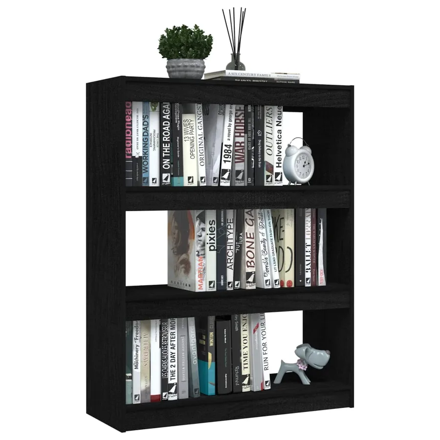 Bibliothèque/Séparateur de pièce Noir 100x30x103 cm Pin massif - 4