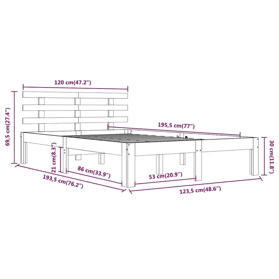 Cadre de lit sans matelas blanc 120x190 cm - 8
