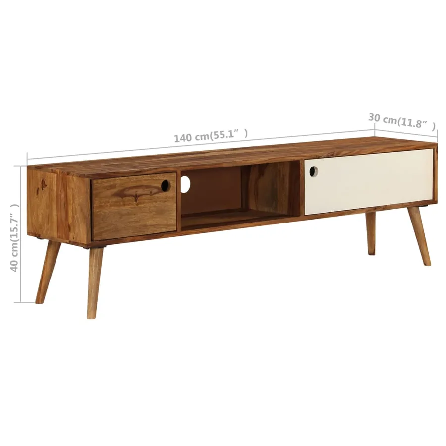 Meuble TV 140x30x40 cm bois massif - 10