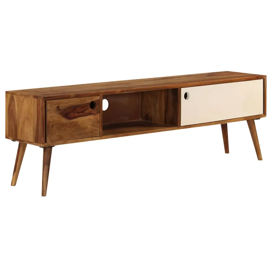 Meuble TV 140x30x40 cm bois massif - 12