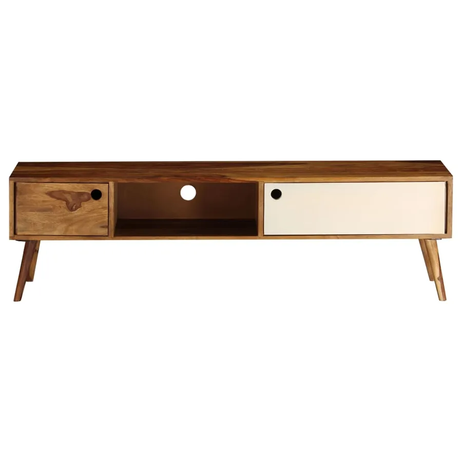 Meuble TV 140x30x40 cm bois massif - 2