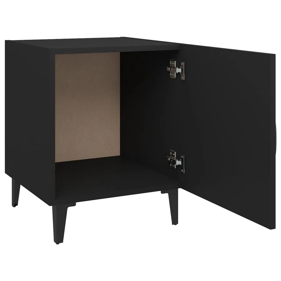 Tables de chevet 2 pcs Noir Bois d'ingénierie - 6